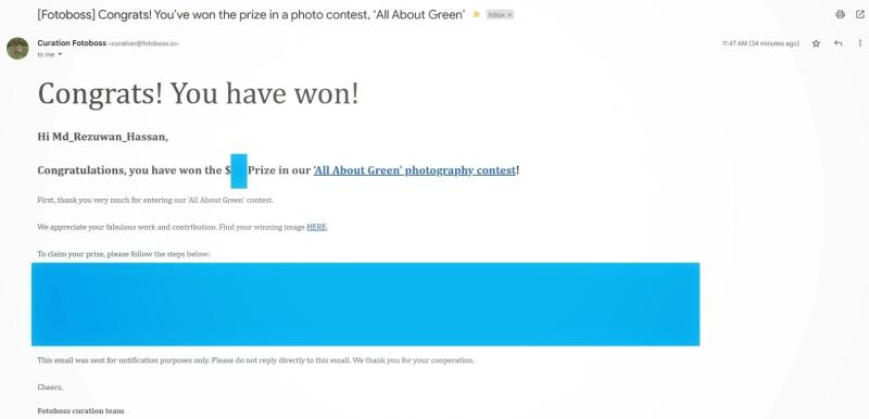 Contest result announcement